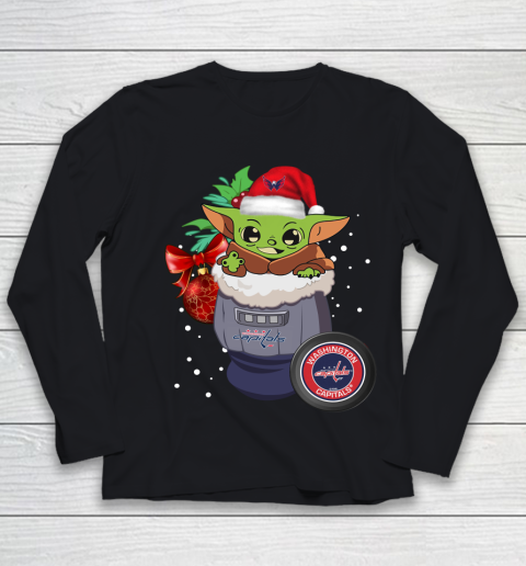 Washington Capitals Christmas Baby Yoda Star Wars Funny Happy NHL Youth Long Sleeve