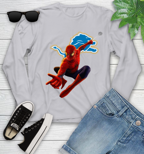 NFL Spider Man Avengers Endgame Football Detroit Lions Youth Long Sleeve 5