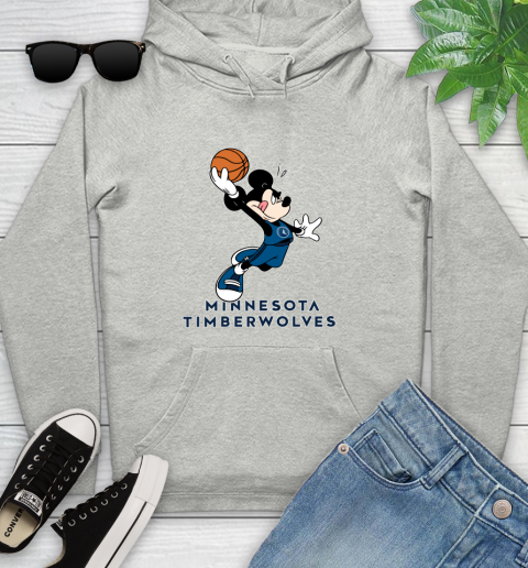 NBA Basketball Minnesota Timberwolves Cheerful Mickey Mouse Shirt Youth Hoodie 2