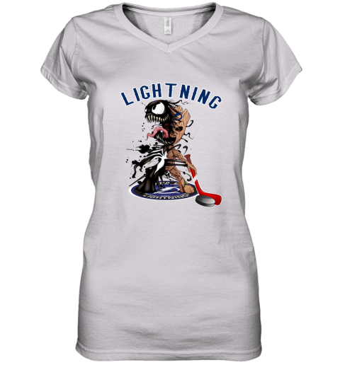 NHL Tampa Bay Lightning Hockey Venom Groot Guardians Of The Galaxy tX53pYqwjVC women v neck t shirt 39 95 151514 front white