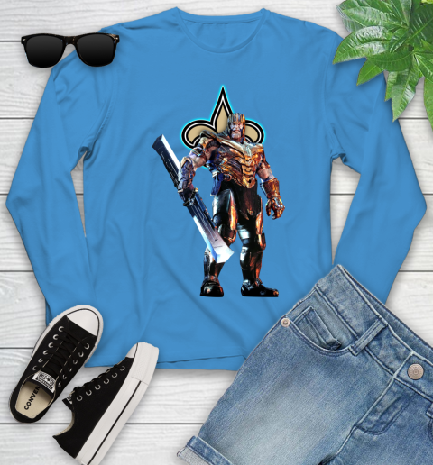 NFL Thanos Gauntlet Avengers Endgame Football New Orleans Saints Youth Long Sleeve 7