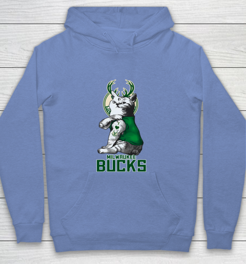NBA Basketball My Cat Loves Milwaukee Bucks Youth Hoodie 8