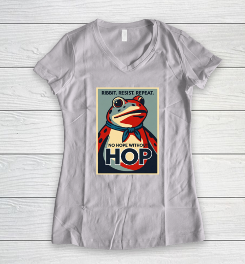 Resist Portland Frog I Stand With Frog Ribit Resist Repeat Women's V-Neck T-Shirt Resist Portland Frog I Stand With Frog Ribit Resist Repeat Women's V-Neck T-Shirt