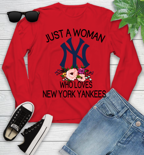 MLB Just A Woman Who Loves New York Yankees Baseball Sports Youth Long Sleeve 8