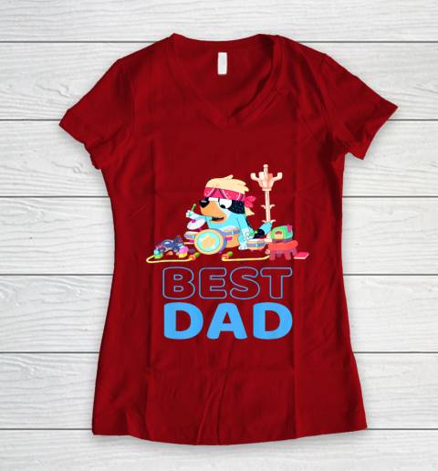 Bluey Best Dad Matching Family For Lover Women's V-Neck T-Shirt 8