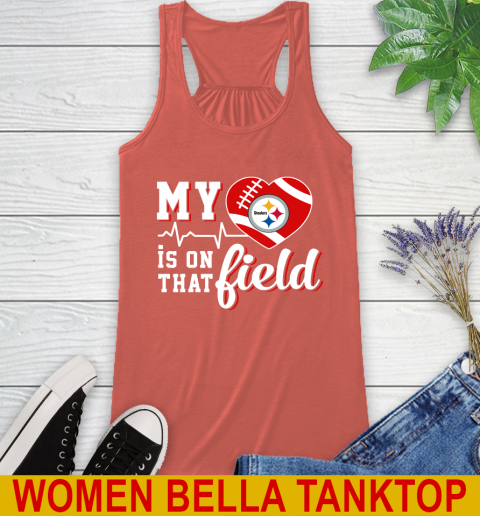 NFL My Heart Is On That Field Football Sports Pittsburgh Steelers Racerback Tank 3
