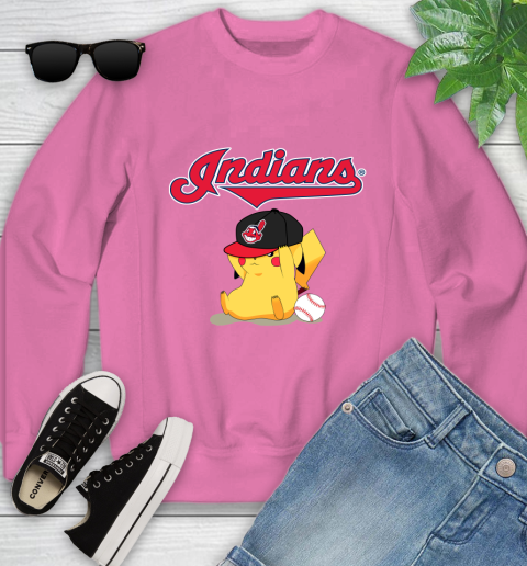 MLB Pikachu Baseball Sports Cleveland Indians Youth Sweatshirt 7