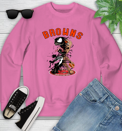 NFL Cleveland Browns Football Venom Groot Guardians Of The Galaxy Youth Sweatshirt 7