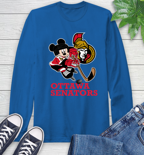 NHL Ottawa Senators Mickey Mouse Disney Hockey T Shirt Long Sleeve T-Shirt 9