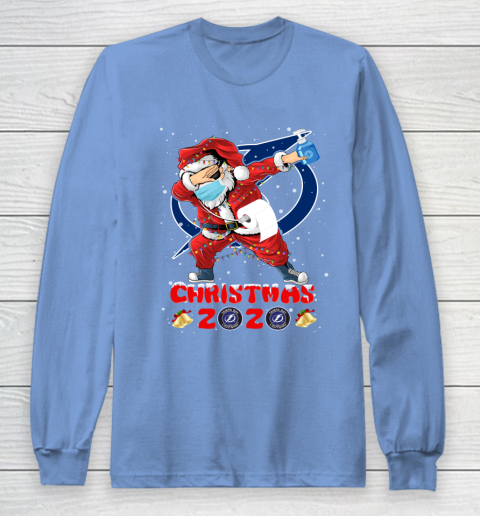 Tampa Bay Lightning Funny Santa Claus Dabbing Christmas 2020 NHL Long Sleeve T-Shirt 8