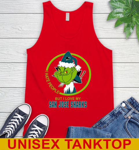 San Jose Sharks NHL Christmas Grinch I Hate People But I Love My Favorite Hockey Team Tank Top 6