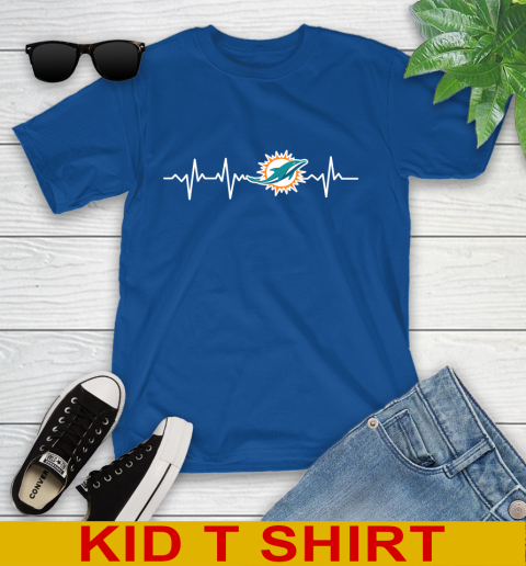 Miami Dolphins NFL Football Heart Beat Shirt Youth T-Shirt 10