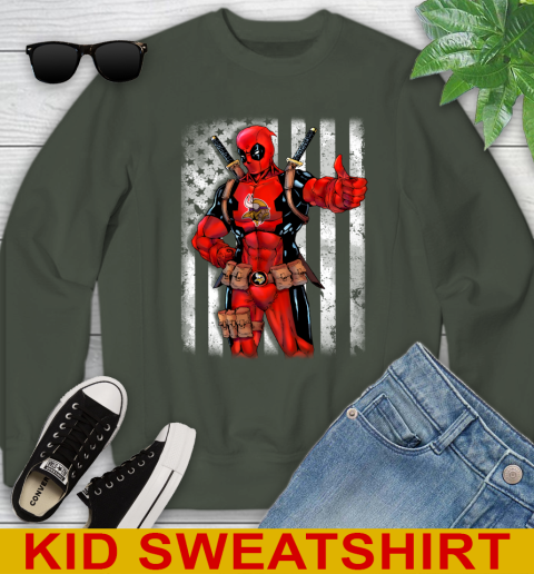 NFL Football Minnesota Vikings Deadpool American Flag Shirt Youth Sweatshirt 8