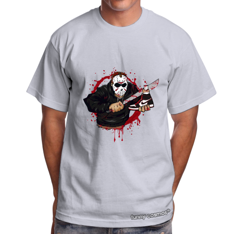 Air Jordan 1 Bloodline Matching Sneaker Tshirt Jason Voorhees Black and White Jordan Tshirt