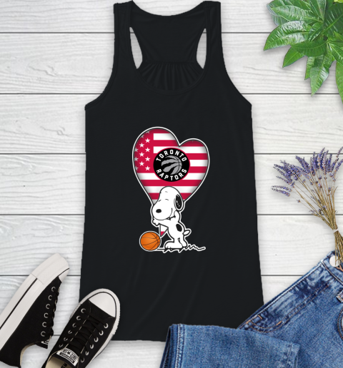 Toronto Raptors NBA Basketball The Peanuts Movie Adorable Snoopy Racerback Tank 2