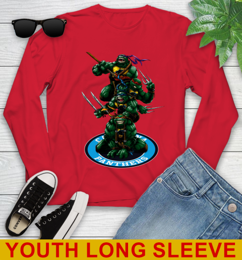 NFL Football Carolina Panthers Teenage Mutant Ninja Turtles Shirt Youth Long Sleeve 11