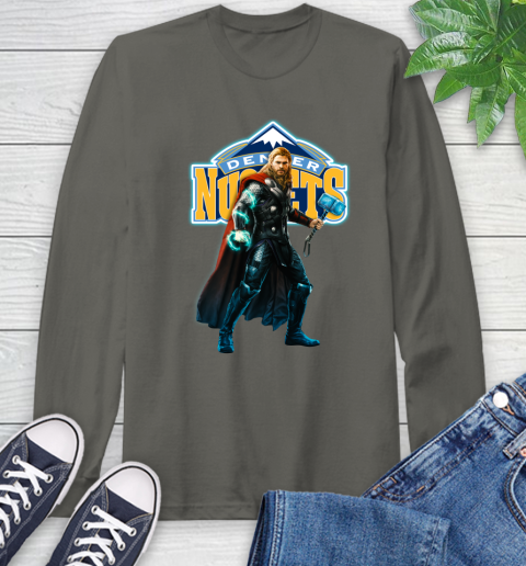 NBA Thor Avengers Endgame Basketball Denver Nuggets Long Sleeve T-Shirt 8