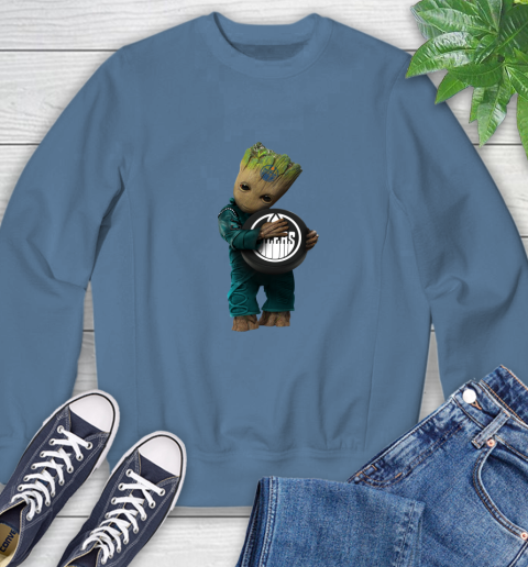 NHL Groot Guardians Of The Galaxy Hockey Sports Edmonton Oilers Sweatshirt 7