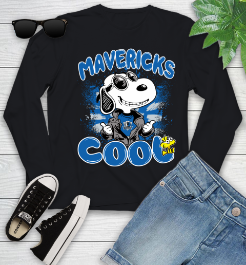 NBA Basketball Dallas Mavericks Cool Snoopy Shirt Youth Long Sleeve