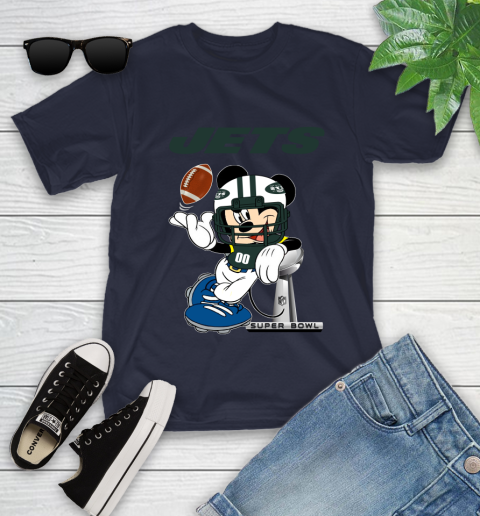 NFL New York Jets Mickey Mouse Disney Super Bowl Football T Shirt Youth T-Shirt 3