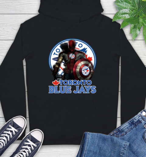 MLB Captain America Thor Spider Man Hawkeye Avengers Endgame Baseball Toronto Blue Jays Hoodie 2