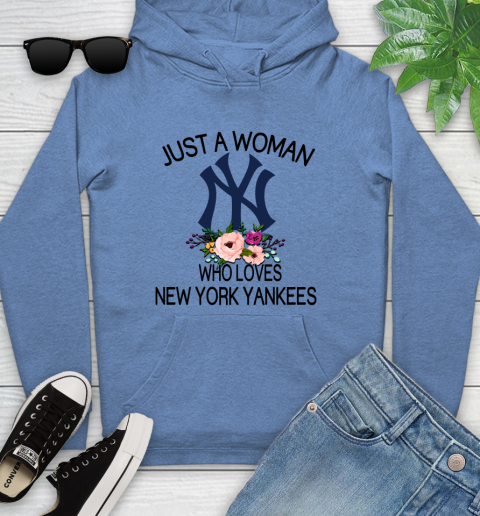 MLB Just A Woman Who Loves New York Yankees Baseball Sports Youth Hoodie 8