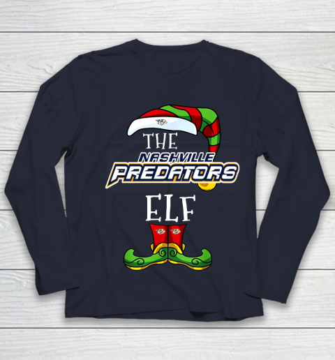 Nashville Predators Christmas ELF Funny NHL Youth Long Sleeve 2