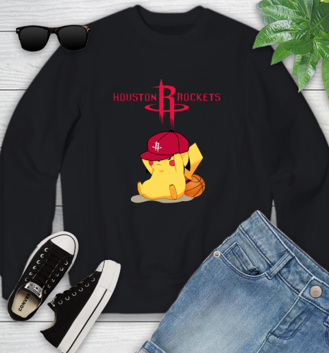 NBA Pikachu Basketball Sports Houston Rockets Youth Sweatshirt 2