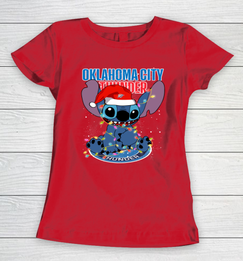 Oklahoma City Thunder NBA noel stitch Basketball Christmas Women's T-Shirt 7