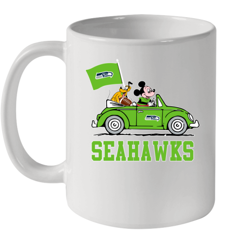 NFL Football Seattle Seahawks Pluto Mickey Driving Disney Shirt Ceramic Mug 11oz