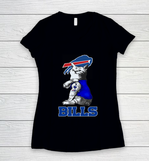 NFL Football My Cat Loves Buffalo Bills Women's V-Neck T-Shirt