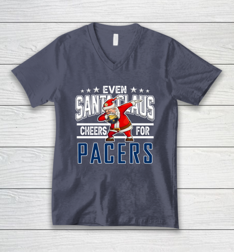 Indiana Pacers Even Santa Claus Cheers For Christmas NBA V-Neck T-Shirt 7