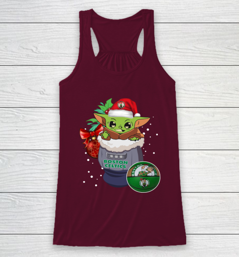 Boston Celtics Christmas Baby Yoda Star Wars Funny Happy NBA Racerback Tank 3