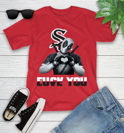MLB Chicago White Sox Deadpool Love You Fuck You Baseball Sports Youth T-Shirt 13