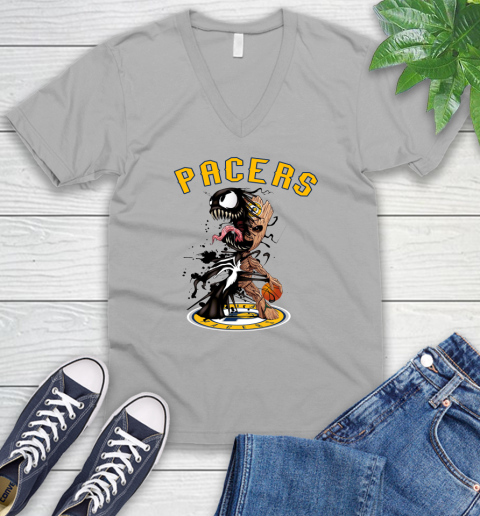 NBA Indiana Pacers Basketball Venom Groot Guardians Of The Galaxy V-Neck T-Shirt 4
