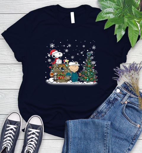 NFL Jacksonville Jaguars Snoopy Charlie Brown Christmas Football Super Bowl Sports Women's T-Shirt 2