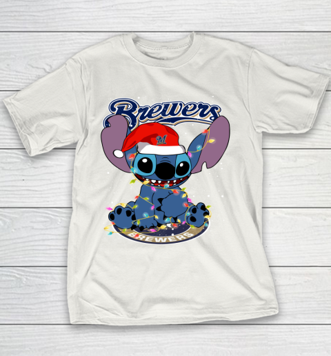 Milwaukee Brewers MLB noel stitch Baseball Christmas Youth T-Shirt
