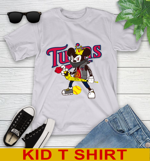 Minnesota Twins MLB Baseball Mickey Peace Sign Sports Youth T-Shirt 5