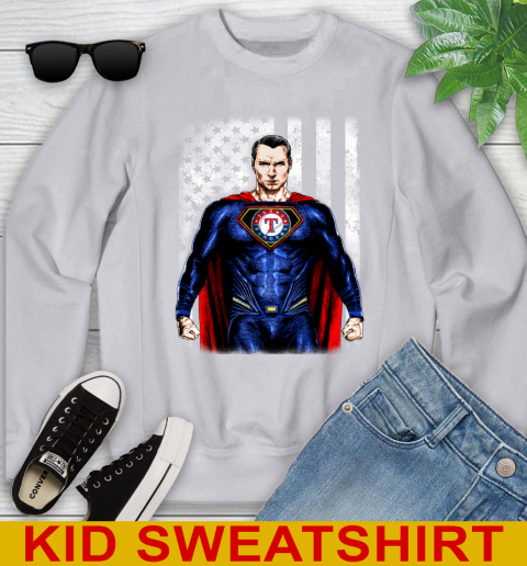 MLB Baseball Texas Rangers Superman DC Shirt Youth Sweatshirt 3