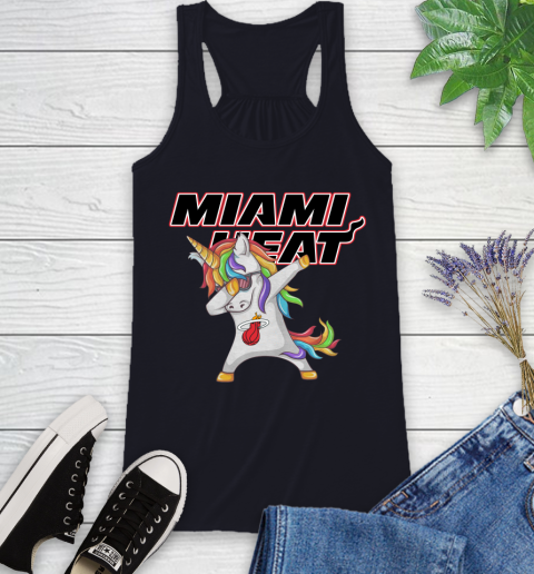 Miami Heat NBA Basketball Funny Unicorn Dabbing Sports Racerback Tank 10