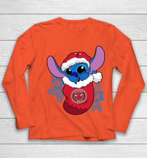 Chicago Bulls Christmas Stitch In The Sock Funny Disney NBA Youth Long Sleeve 4