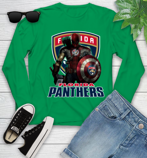 NHL Captain America Thor Spider Man Hawkeye Avengers Endgame Hockey Florida Panthers Youth Long Sleeve 6