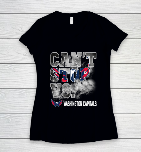 NHL Washington Capitals Hockey Can't Stop Vs Women's V-Neck T-Shirt