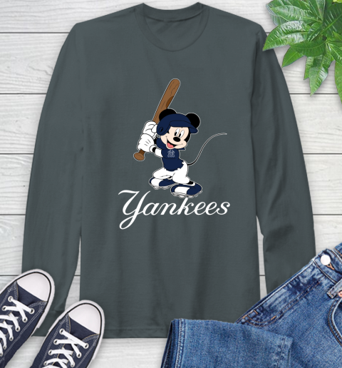 MLB Baseball New York Yankees Cheerful Mickey Mouse Shirt Long Sleeve T-Shirt 7