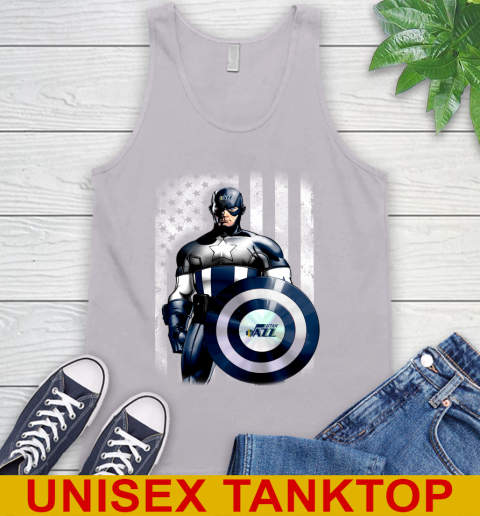 Utah Jazz NBA Basketball Captain America Marvel Avengers American Flag Shirt Tank Top 3