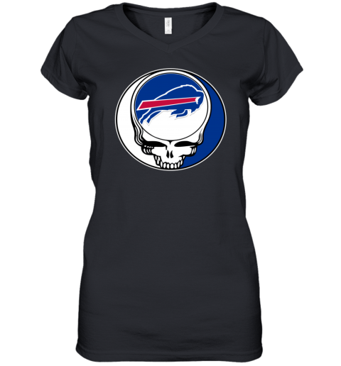 Buffalo Bills Skull Women's V-Neck T-Shirt