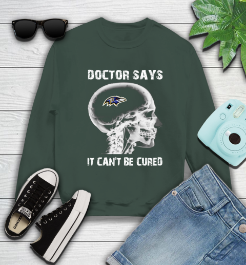 NFL Baltimore Ravens Football Skull It Can't Be Cured Shirt Sweatshirt - Image 13
