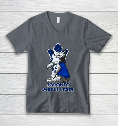 NHL My Cat Loves Toronto Maple Leafs Hockey V-Neck T-Shirt 4