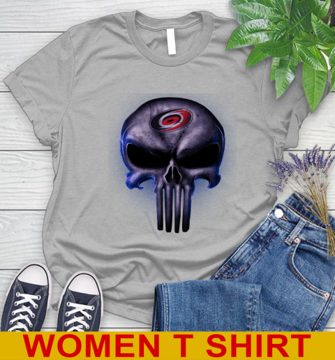 Carolina Hurricanes NHL Hockey Punisher Skull Sports Women's T-Shirt 5
