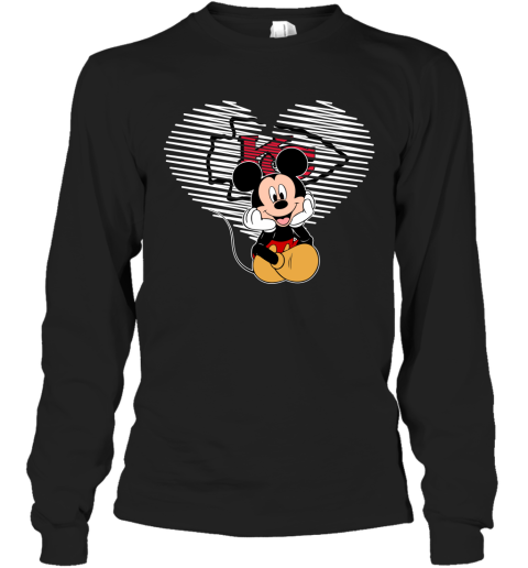 NFL Kansas City Chiefs The Heart Mickey Mouse Disney Football T Shirt qm5YAYk4GDR long sleeve tee 14 95 151514 front black